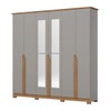 Guarda-Roupa Casal Andréas 6 Portas 6 Gavetas com Espelho Cinza/Nature - Henn