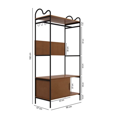 Closet Oasis 1 Porta 3 Prateleiras Preto/Nature - Art Panta