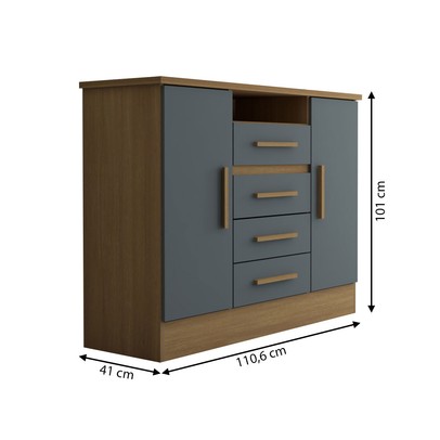 Cômoda Canadá 2 Portas 4 Gavetas Cinamomo/Chumbo - Panorama Móveis
