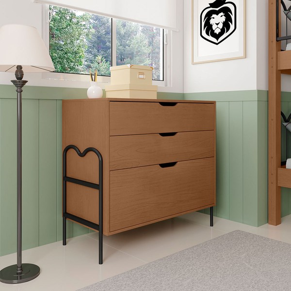 Cômoda Oasis 3 Gavetas Preto/Nature - Art Panta