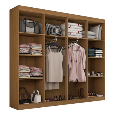 Guarda-Roupa Casal Ele e Ela 8 Portas 8 Prateleiras com Espelho Cinamomo/Off White - Panorama Móveis