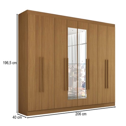 Guarda-Roupa Casal Ele e Ela 8 Portas 8 Prateleiras com Espelho Cinamomo - Panorama Móveis