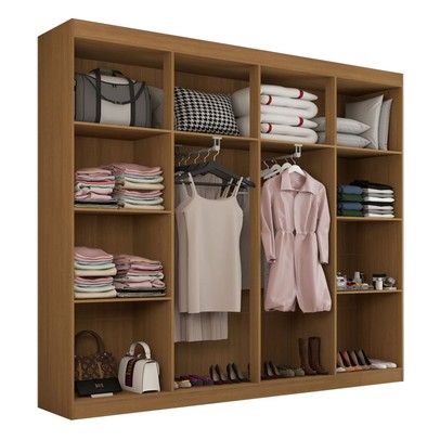 Guarda-Roupa Casal Ele e Ela 8 Portas 8 Prateleiras com Espelho Cinamomo/Chumbo - Panorama Móveis