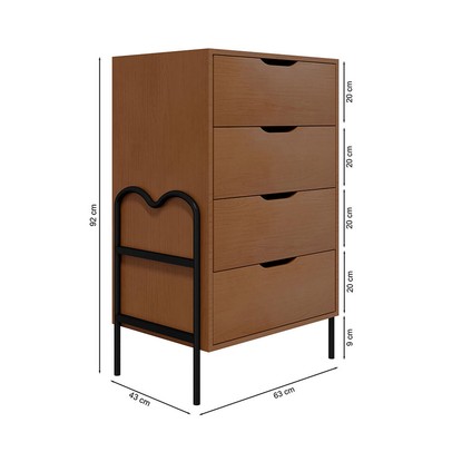 Cômoda Oasis 4 Gavetas Preto/Nature - Art Panta