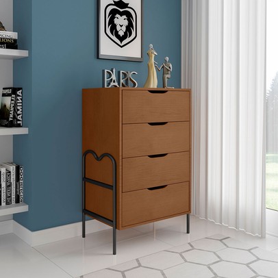 Cômoda Oasis 4 Gavetas Preto/Nature - Art Panta