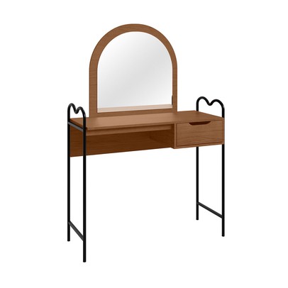 Penteadeira Oasis 1 Gaveta com Espelho Preto/Nature - Art Panta