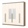 Guarda-Roupa Casal Jade 6 Portas 3 Gavetas com Espelho Rústico/Off White - Henn