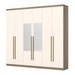 Guarda-Roupa Casal Jade 6 Portas 3 Gavetas com Espelho Rústico/Off White - Henn