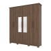 Guarda-Roupa Casal Cover 6 Portas 3 Gavetas com Espelho Castanho - Henn