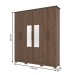 Guarda-Roupa Casal Cover 6 Portas 3 Gavetas com Espelho Castanho - Henn