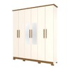 Guarda-Roupa Casal Cover 6 Portas 3 Gavetas com Espelho Nature/Off White - Henn
