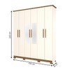 Guarda-Roupa Casal Cover 6 Portas 3 Gavetas com Espelho Nature/Off White - Henn