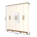 Guarda-Roupa Casal Cover 6 Portas 3 Gavetas com Espelho Nature/Off White - Henn