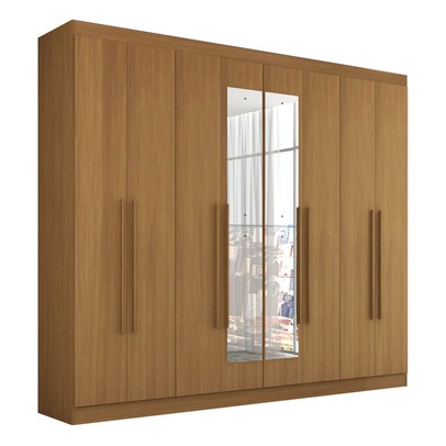 Guarda-Roupa Casal 8 Portas 8 Prateleiras com Espelho Cinamomo - Rodial