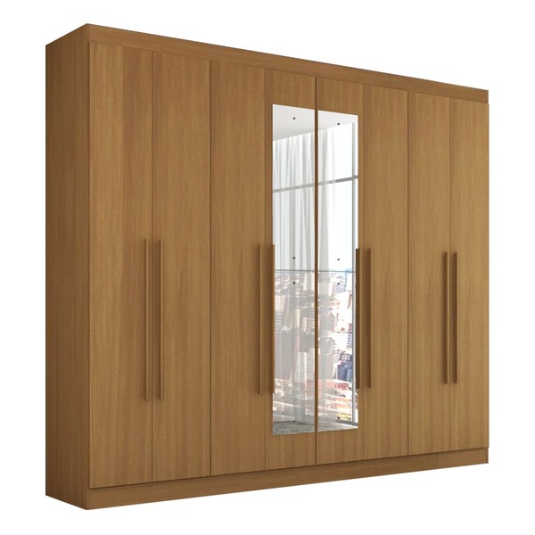 Guarda-Roupa Casal 8 Portas 8 Prateleiras com Espelho Cinamomo - Rodial