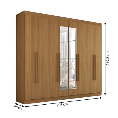 Guarda-Roupa Casal 8 Portas 8 Prateleiras com Espelho Cinamomo - Rodial