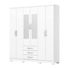 Guarda-Roupa Solteiro Caju 6 Portas 3 Gavetas com Espelho Branco - Henn