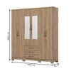 Guarda-Roupa Solteiro Caju 6 Portas 3 Gavetas com Espelho Jequitibá - Henn
