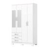 Guarda-Roupa Solteiro Caju 4 Portas e 3 Gavetas com Espelho Branco - Henn