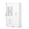 Guarda-Roupa Solteiro Caju 4 Portas e 3 Gavetas com Espelho Branco - Henn