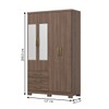 Guarda-Roupa Solteiro Caju 4 Portas e 3 Gavetas com Espelho Castanho - Henn