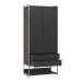 Closet Industrial Modulo 2 Portas 2 Gavetas Preto - Olivar Móveis