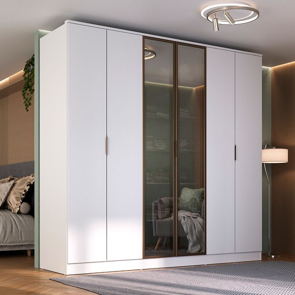 Guarda-Roupa Casal Ravi 6 Portas 4 Gavetas 100%mdf Branco - Mambel