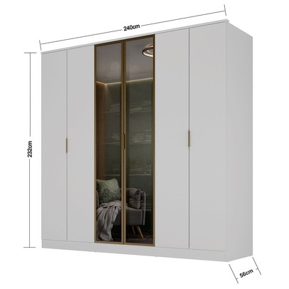 Guarda-Roupa Casal Ravi 6 Portas 4 Gavetas 100%mdf Branco - Mambel
