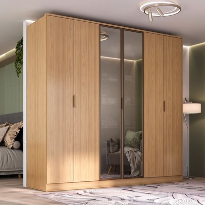 Guarda-Roupa Casal Ravi 6 Portas 4 Gavetas 100%mdf Olmo Italiano - Mambel