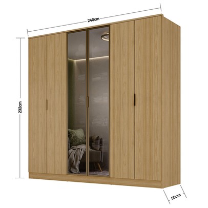 Guarda-Roupa Casal Ravi 6 Portas 4 Gavetas 100%mdf Olmo Italiano - Mambel