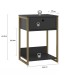 Mesa de Cabeceira Industrial 1 Gaveta Preto - Olivar Móveis