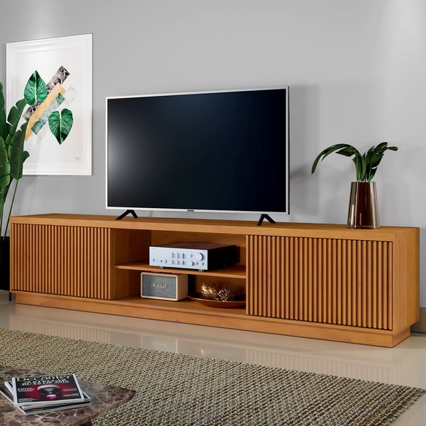 Rack para TV de Até 75 Polegadas Ripado 2 Portas Logan Naturalle - Mavaular