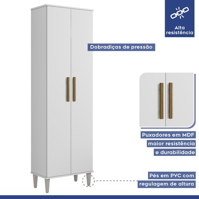 Armário Multiuso Goiania 2 Portas Branco - Kaiki Móveis