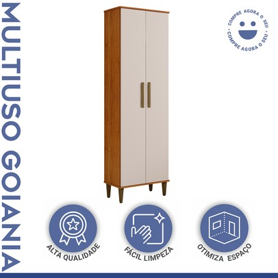 Armário Multiuso Goiania 2 Portas Nature/Off White - Kaiki Móveis