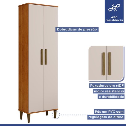 Armário Multiuso Goiania 2 Portas Nature/Off White - Kaiki Móveis