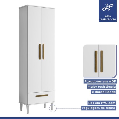 Armário Multiuso Natal 2 Portas 1 Gaveta Branco - Kaiki Móveis