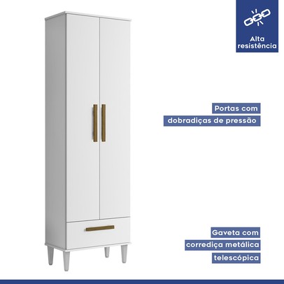 Armário Multiuso Natal 2 Portas 1 Gaveta Branco - Kaiki Móveis