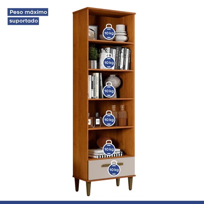 Armário Multiuso Natal 2 Portas 1 Gaveta Nature/Off White - Kaiki Móveis