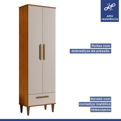 Armário Multiuso Natal 2 Portas 1 Gaveta Nature/Off White - Kaiki Móveis