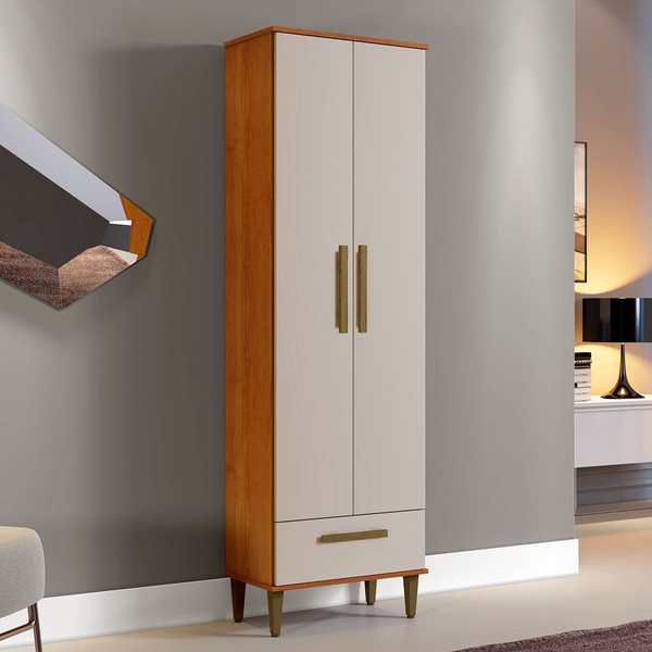 Armário Multiuso Natal 2 Portas 1 Gaveta Nature/Off White - Kaiki Móveis