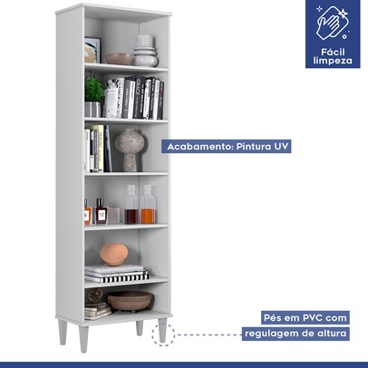 Armário Multiuso Manaus 5 Prateleiras Branco - Kaiki Móveis