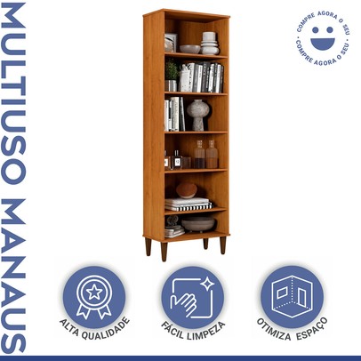 Armário Multiuso Manaus 5 Prateleiras Nature - Kaiki Móveis