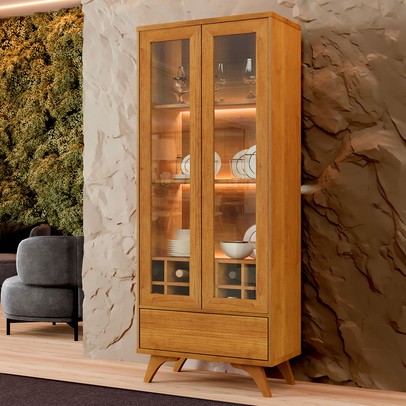 Cristaleira Reflecta 2 Portas Naturalle - Mavaular