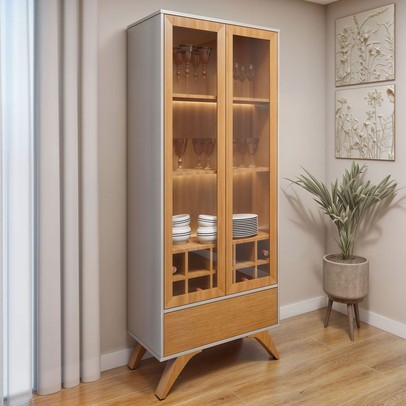 Cristaleira Reflecta 2 Portas Off White - Mavaular