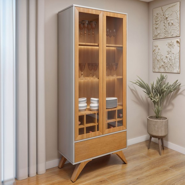 Cristaleira Reflecta 2 Portas Off White - Mavaular