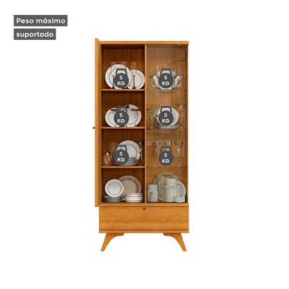 Cristaleira Versa 1 Porta Ripada Naturalle - Mavaular