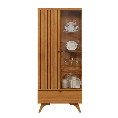 Cristaleira Versa 1 Porta Ripada Naturalle - Mavaular