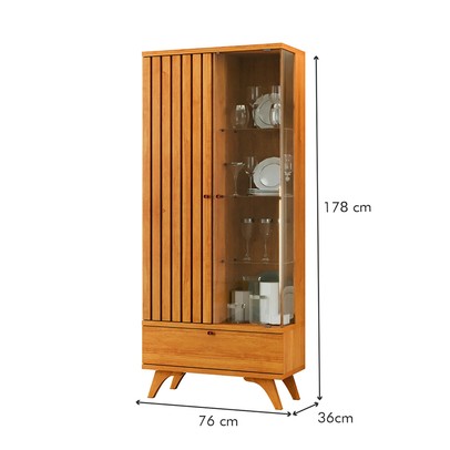 Cristaleira Versa 1 Porta Ripada Naturalle - Mavaular