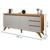 Buffet para Sala de Jantar Piazza 3 Portas Naturalle/Off White - Mavaular