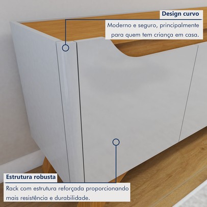 Rack para TV Até 58 Polegadas Grecia 4 Portas Off White/Naturalle - Mavaular
